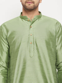 Thumbnail for VM by Vastramay Men's Mint Green And Black Silk Blend Kurta Pyjama Set - Distacart