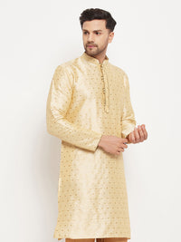 Thumbnail for VM by Vastramay Men's Gold Silk Blend Kurta - Distacart