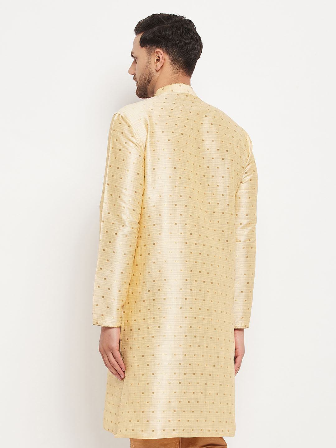 VM by Vastramay Men's Gold Silk Blend Kurta - Distacart