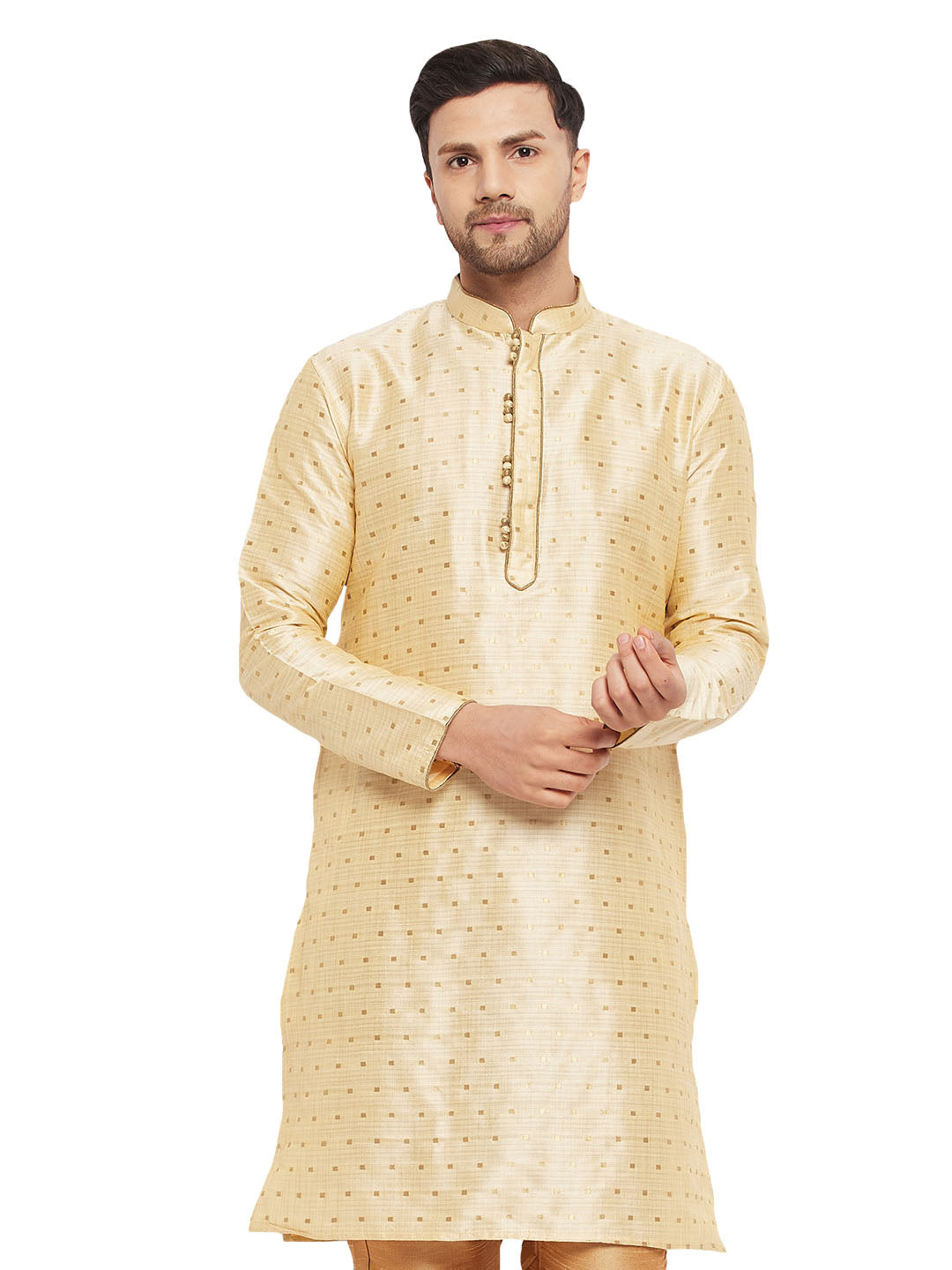 VM by Vastramay Men's Gold Silk Blend Kurta - Distacart