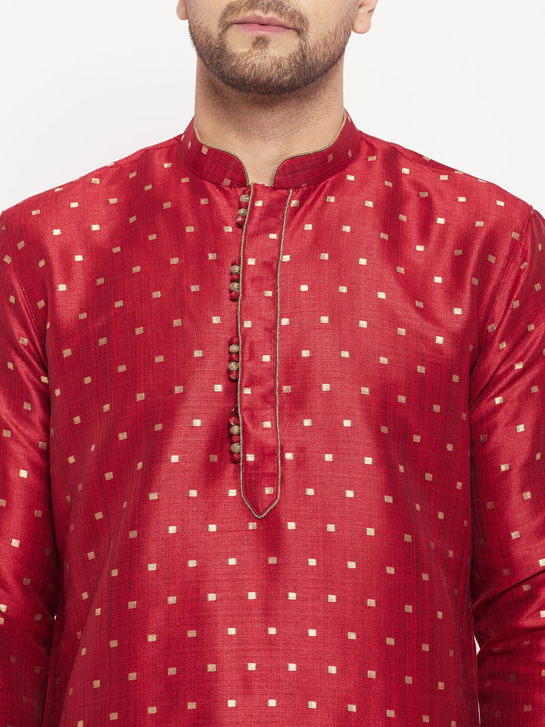 VM by Vastramay Men's Maroon Silk Blend Kurta Pyjama Set - Distacart