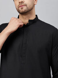 Thumbnail for VM by Vastramay Men's Black Cotton Blend Kurta And Patiala Set - Distacart