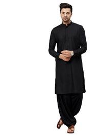 Thumbnail for VM by Vastramay Men's Black Cotton Blend Kurta And Patiala Set - Distacart