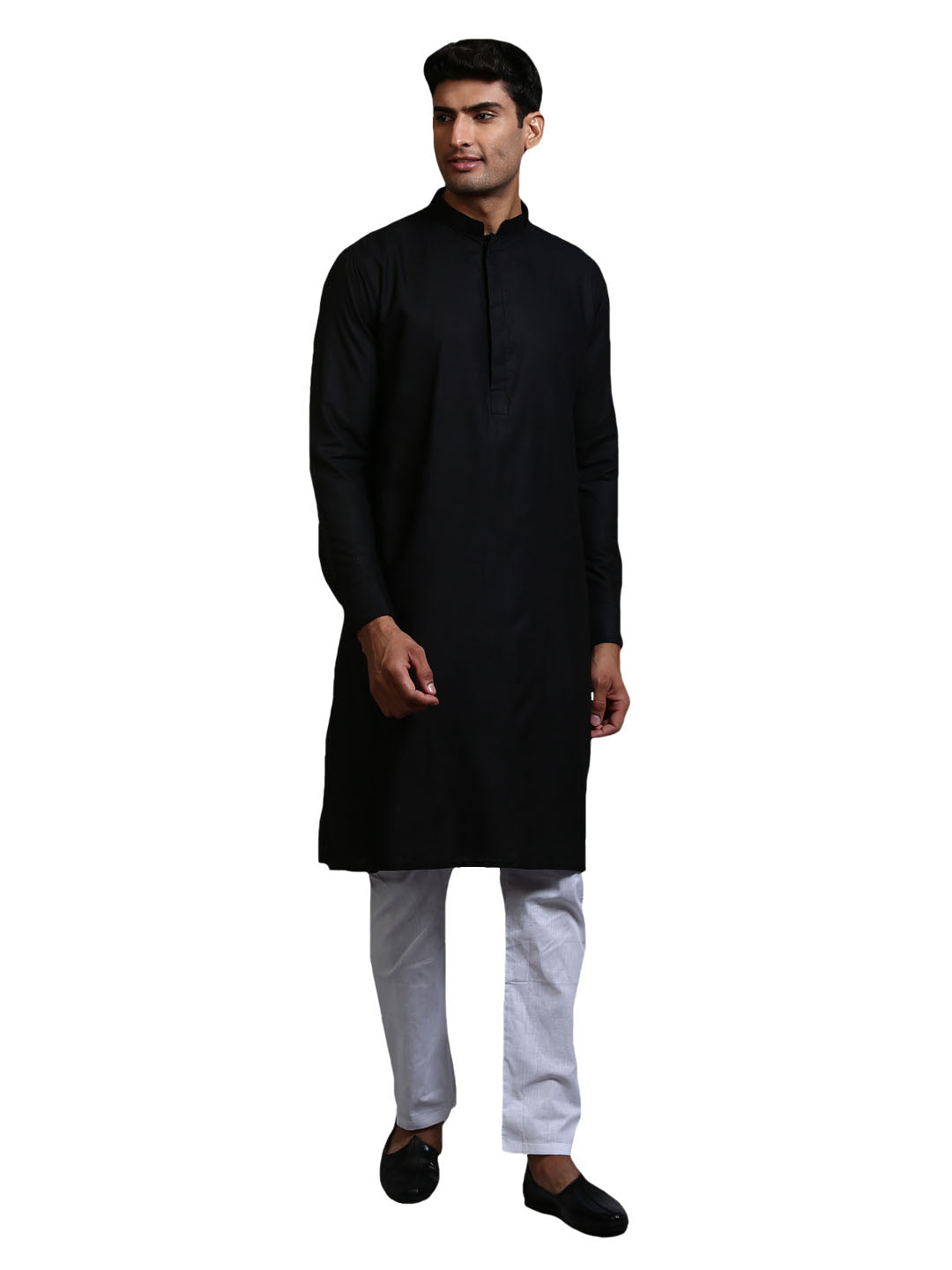 VM by Vastramay Men's Black And White Cotton Blend Kurta Pyjama Set - Distacart