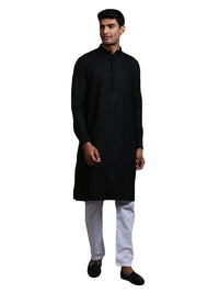 Thumbnail for VM by Vastramay Men's Black And White Cotton Blend Kurta Pyjama Set - Distacart