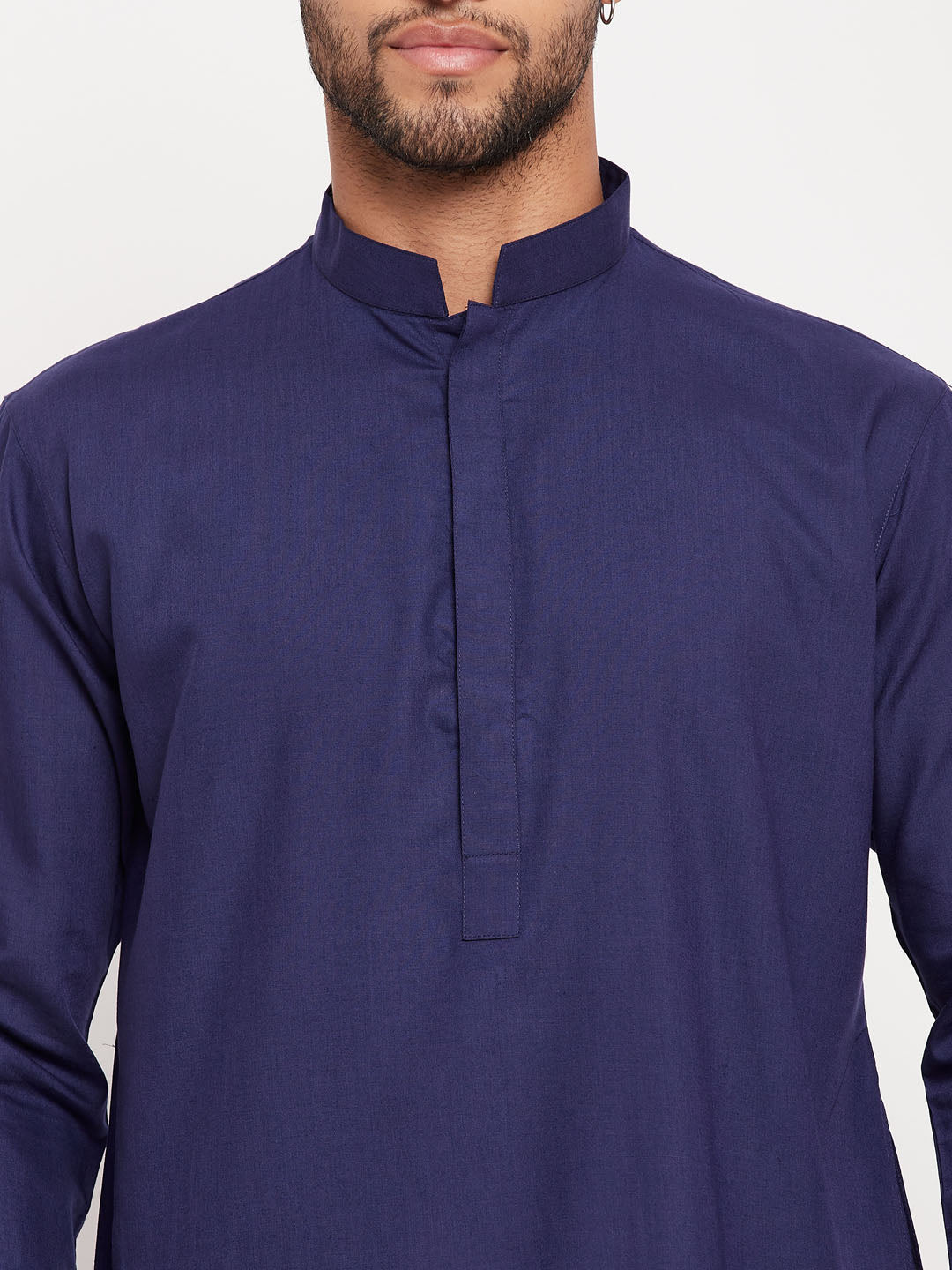 VM by Vastramay Men's Blue And White Cotton Blend Kurta Pyjama Set - Distacart