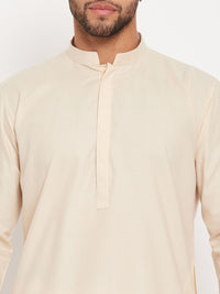 Thumbnail for VM by Vastramay Men's Cream And White Cotton Blend Kurta Pyjama Set - Distacart