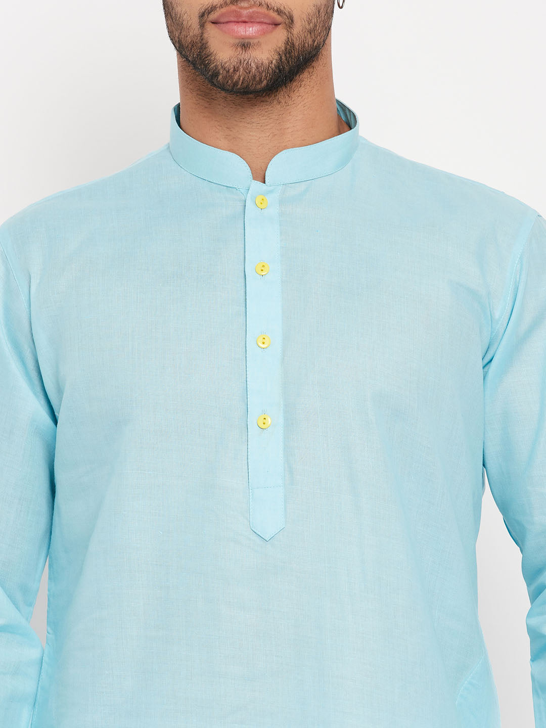 VM by Vastramay Men's Aqua And White Cotton Kurta Pyjama Set - Distacart