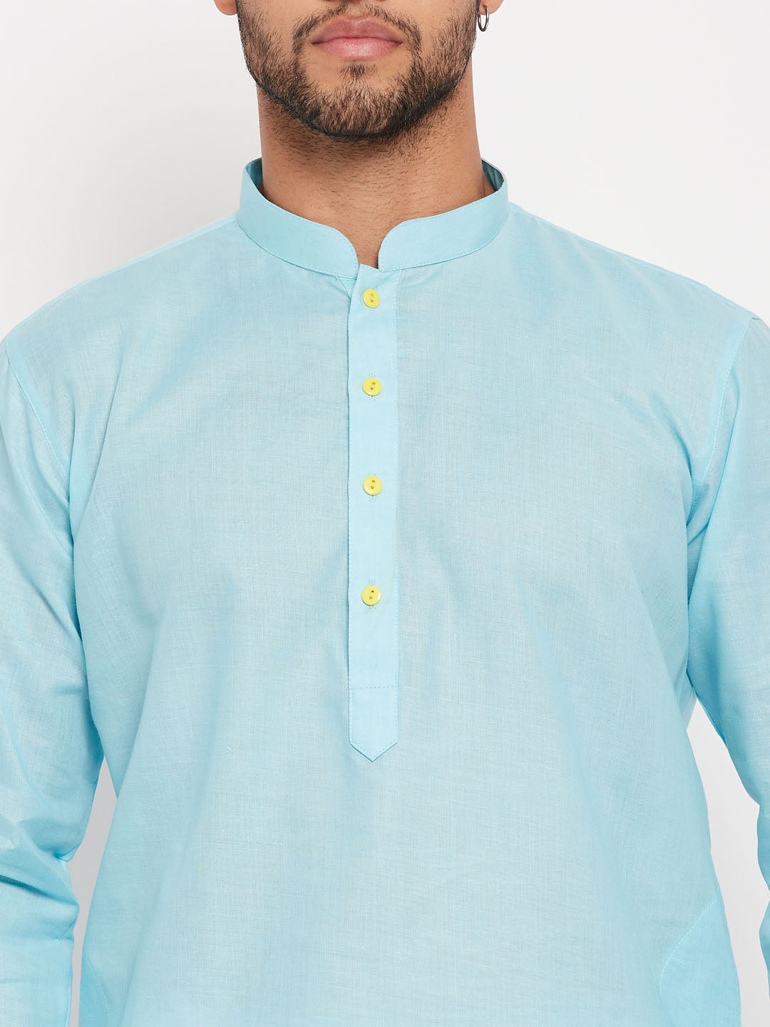VM by Vastramay Men's Aqua And White Cotton Kurta Pyjama Set - Distacart