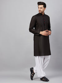 Thumbnail for VM by Vastramay Men's Black And White Cotton Kurta And Patiala Set - Distacart