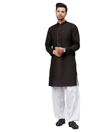 Thumbnail for VM by Vastramay Men's Black And White Cotton Kurta And Patiala Set - Distacart