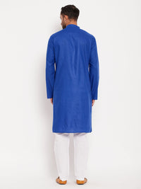Thumbnail for VM by Vastramay Men's Blue And White Cotton Kurta Pyjama Set - Distacart
