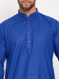 Thumbnail for VM by Vastramay Men's Blue And White Cotton Kurta Pyjama Set - Distacart