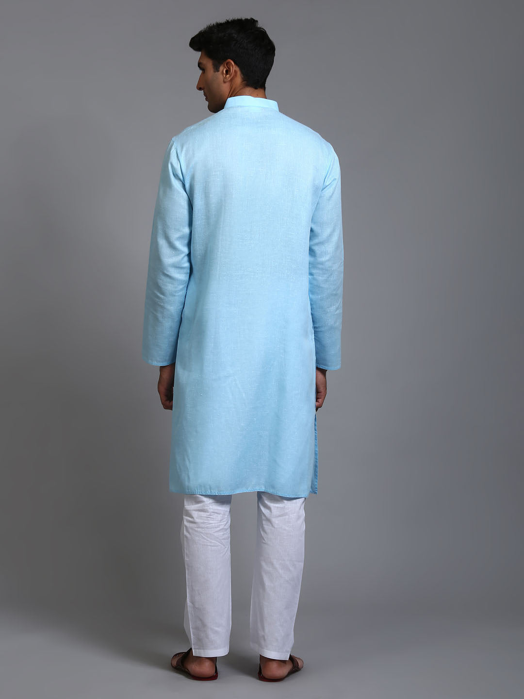 VM by Vastramay Men's Aqua And White Cotton Kurta Pyjama Set - Distacart