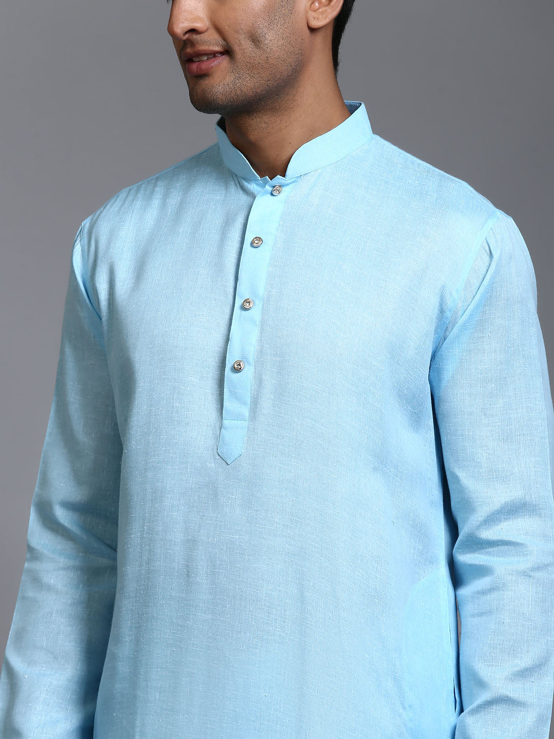 VM by Vastramay Men's Aqua And White Cotton Kurta Pyjama Set - Distacart