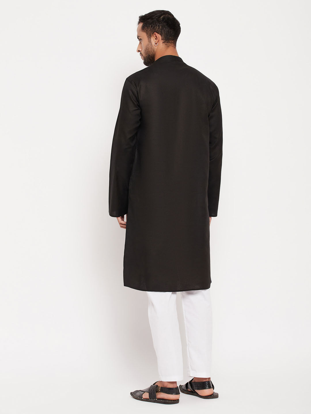 VM by Vastramay Men's Black And White Cotton Kurta Pyjama Set - Distacart