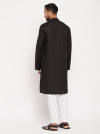 Thumbnail for VM by Vastramay Men's Black And White Cotton Kurta Pyjama Set - Distacart
