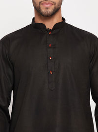 Thumbnail for VM by Vastramay Men's Black And White Cotton Kurta Pyjama Set - Distacart
