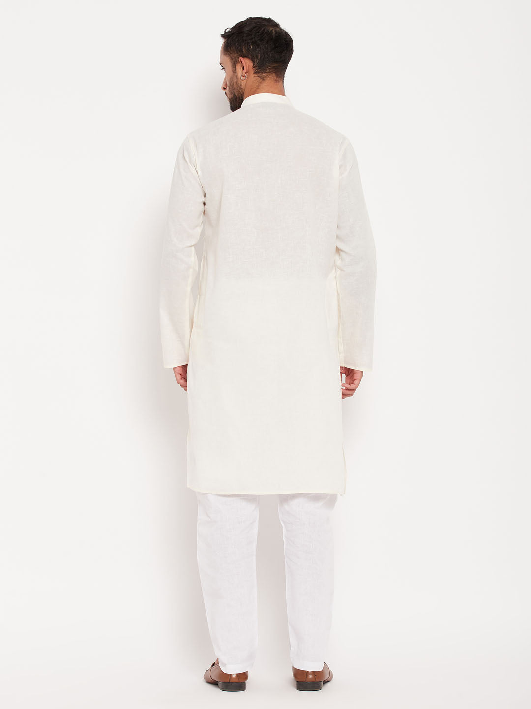 VM by Vastramay Men's Cream And White Cotton Kurta Pyjama Set - Distacart
