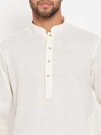 Thumbnail for VM by Vastramay Men's Cream And White Cotton Kurta Pyjama Set - Distacart