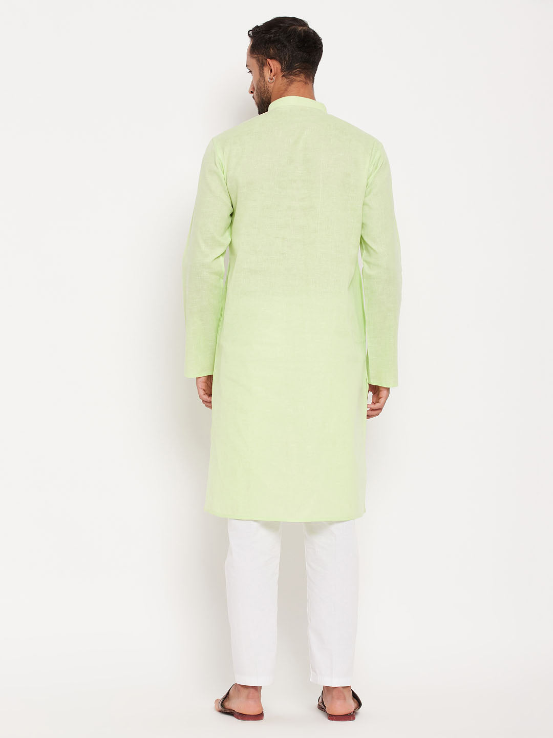 VM by Vastramay Men's Green And White Cotton Kurta Pyjama Set - Distacart