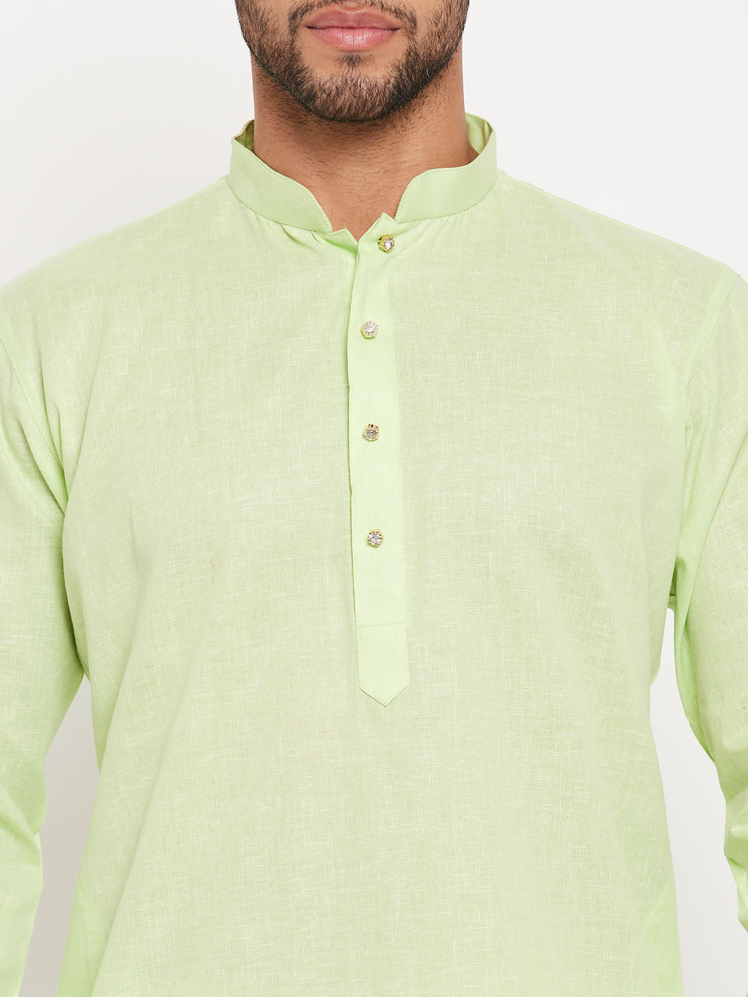 VM by Vastramay Men's Green And White Cotton Kurta Pyjama Set - Distacart