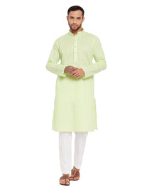 Thumbnail for VM by Vastramay Men's Green And White Cotton Kurta Pyjama Set - Distacart