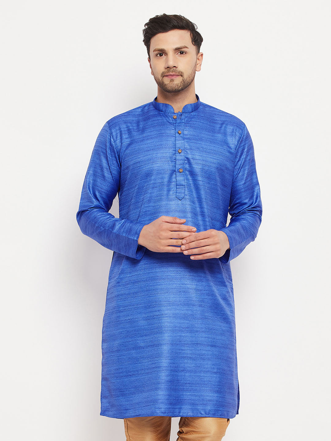 VM by Vastramay Men's Blue Silk Blend Kurta - Distacart