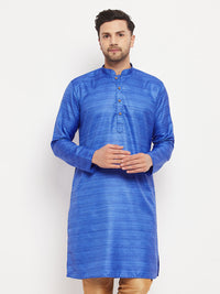 Thumbnail for VM by Vastramay Men's Blue Silk Blend Kurta - Distacart