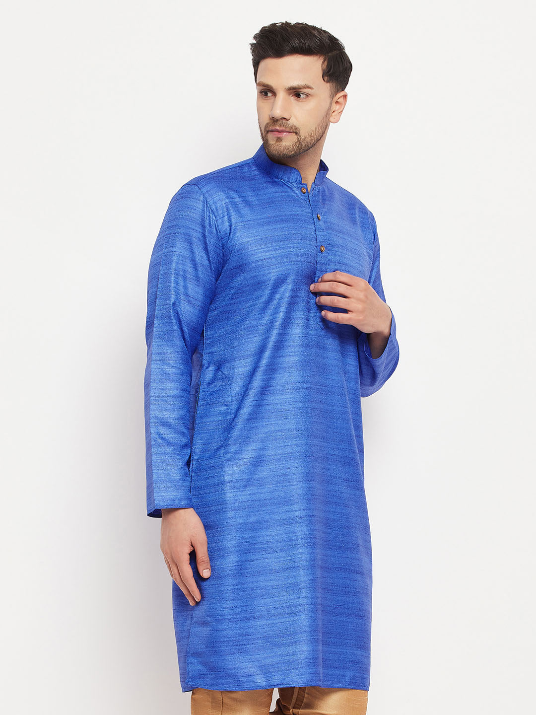 VM by Vastramay Men's Blue Silk Blend Kurta - Distacart