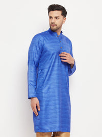 Thumbnail for VM by Vastramay Men's Blue Silk Blend Kurta - Distacart