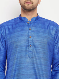 Thumbnail for VM by Vastramay Men's Blue Silk Blend Kurta - Distacart