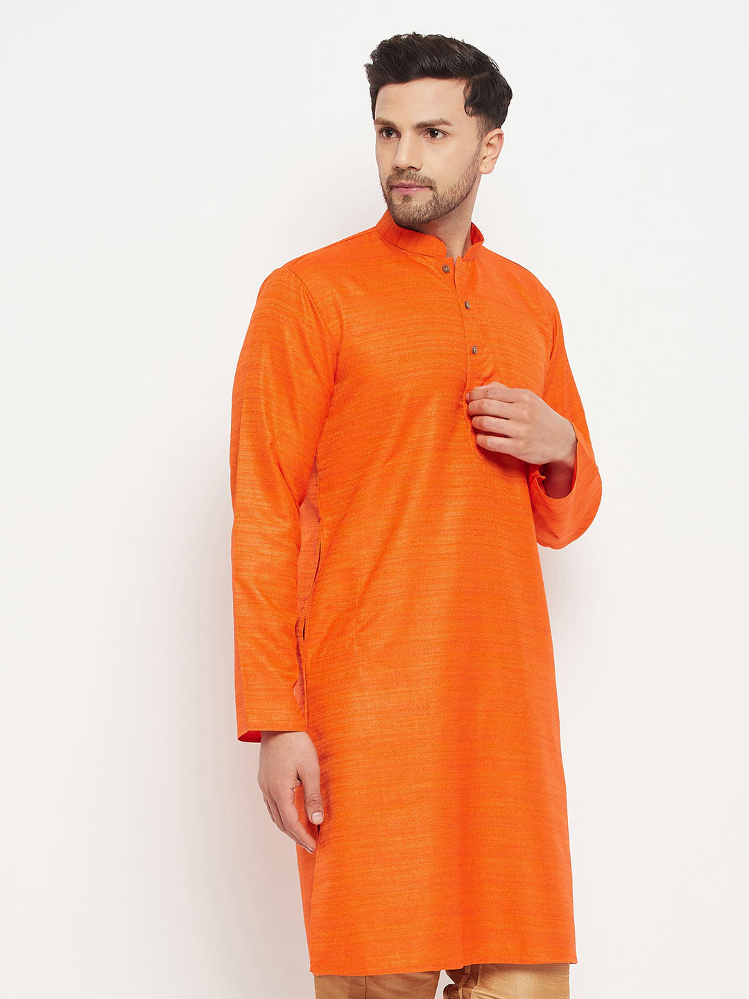 VM by Vastramay Men's Orange Silk Blend Kurta - Distacart