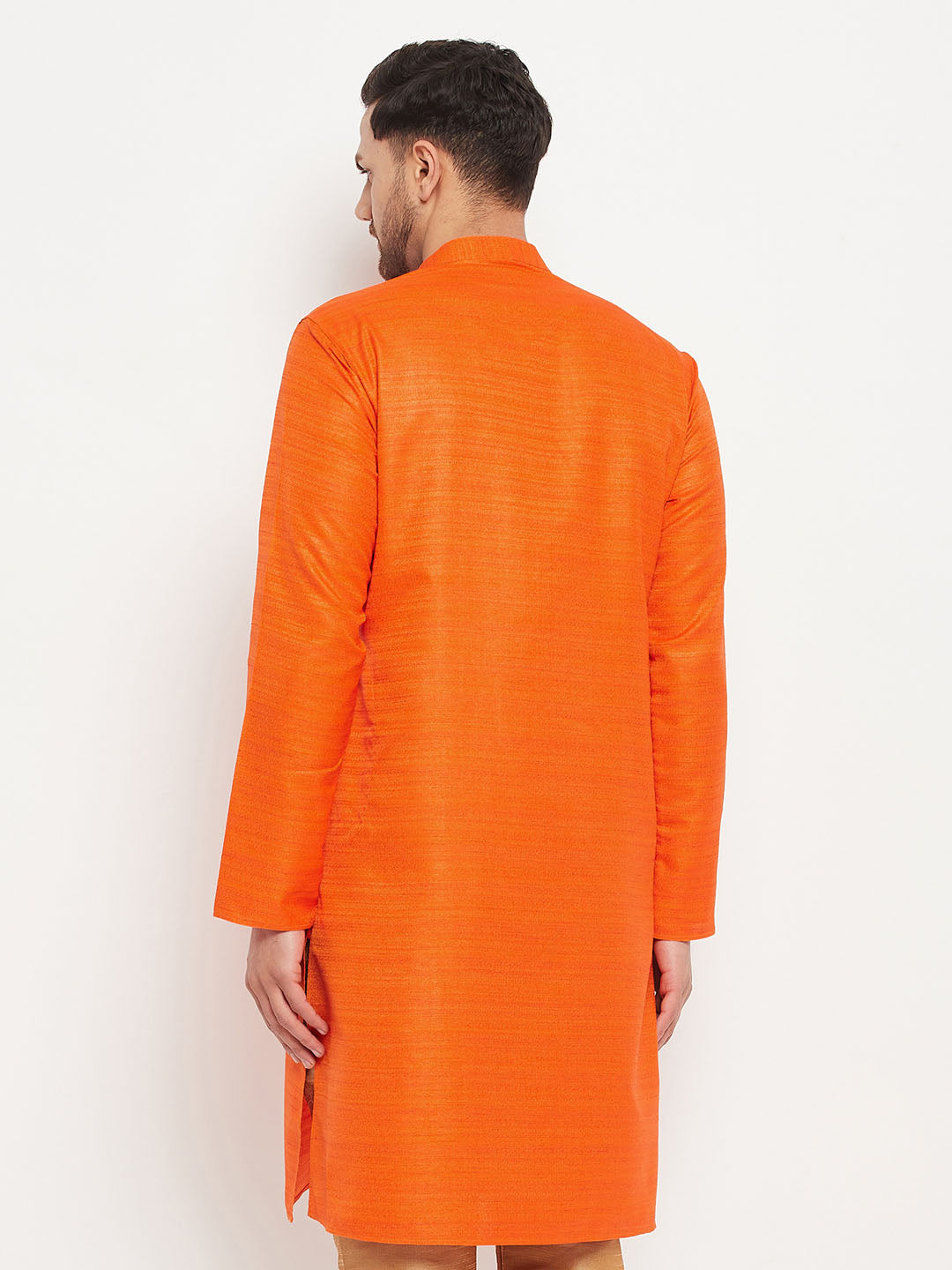 VM by Vastramay Men's Orange Silk Blend Kurta - Distacart
