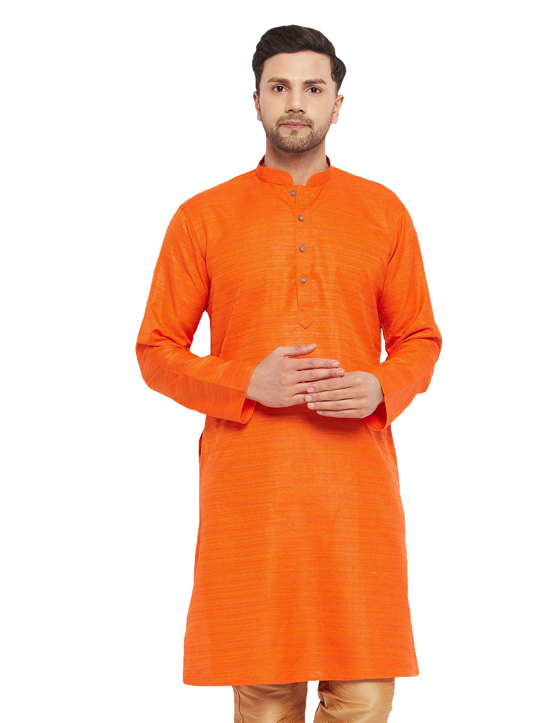 VM by Vastramay Men's Orange Silk Blend Kurta - Distacart