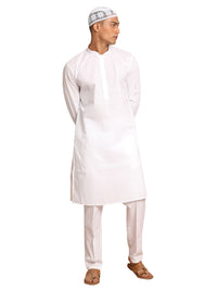 Thumbnail for VM by Vastramay Men's White Cotton Blend Kurta Pyjama Set - Distacart