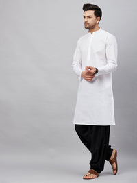 Thumbnail for VM by Vastramay Men's White And Black Cotton Kurta And Patiala Set - Distacart