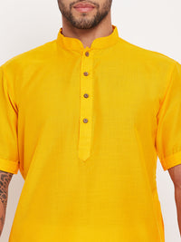 Thumbnail for VM by Vastramay Men's Mustard And White Cotton Kurta Pyjama Set - Distacart