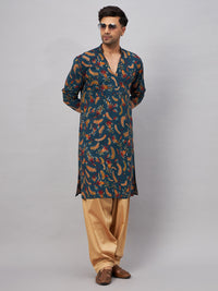 Thumbnail for VM by Vastramay Men's Blue And Rose Gold Rayon Kurta And Patiala Set - Distacart