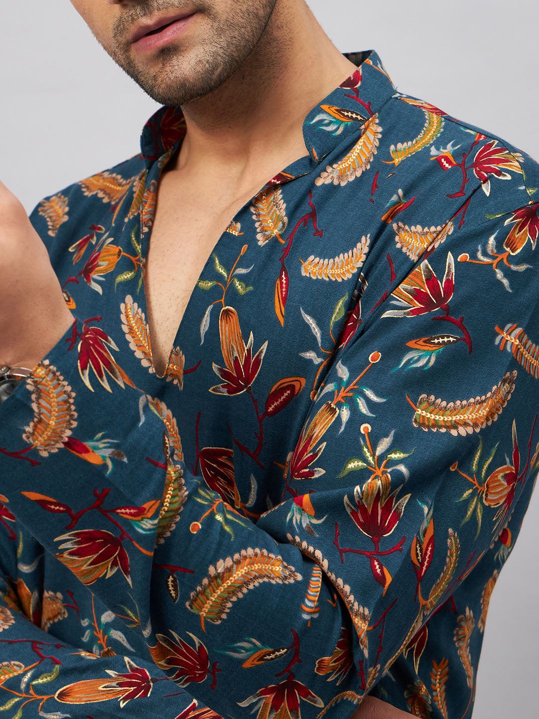 VM by Vastramay Men's Blue And Rose Gold Rayon Kurta And Patiala Set - Distacart