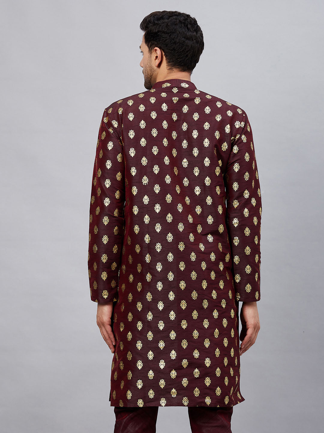 VM by Vastramay Men's Wine Dupion Silk Kurta - Distacart