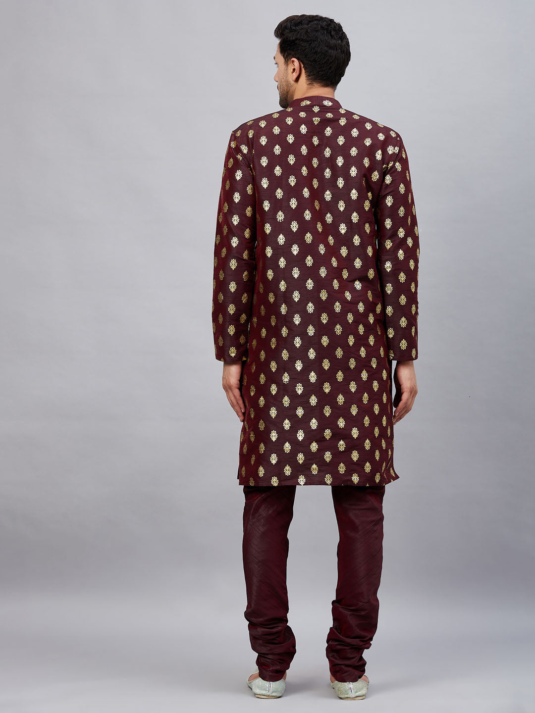 VM by Vastramay Men's Wine Dupion Silk Kurta Pyjama Set - Distacart