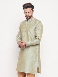 Thumbnail for VM by Vastramay Men's Mint Green Silk Blend Kurta - Distacart