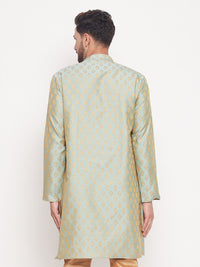 Thumbnail for VM by Vastramay Men's Mint Green Silk Blend Kurta - Distacart