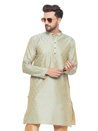 Thumbnail for VM by Vastramay Men's Mint Green Silk Blend Kurta - Distacart