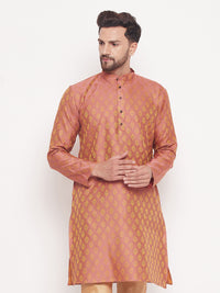 Thumbnail for VM by Vastramay Men's Pink Silk Blend Kurta - Distacart