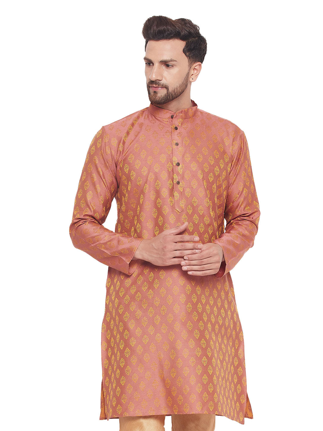 VM by Vastramay Men's Pink Silk Blend Kurta - Distacart