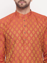 Thumbnail for VM by Vastramay Men's Red And Rose Gold Silk Blend Kurta Pyjama Set - Distacart