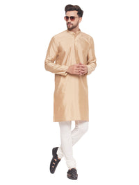 Thumbnail for VM by Vastramay Men's Beige And Cream Silk Blend Kurta Pyjama Set - Distacart