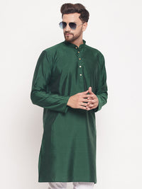Thumbnail for VM by Vastramay Men's Green Silk Blend Kurta - Distacart